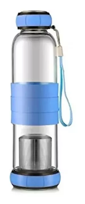 Infusor De Te Botella Vidrio 500 ml Azul-0