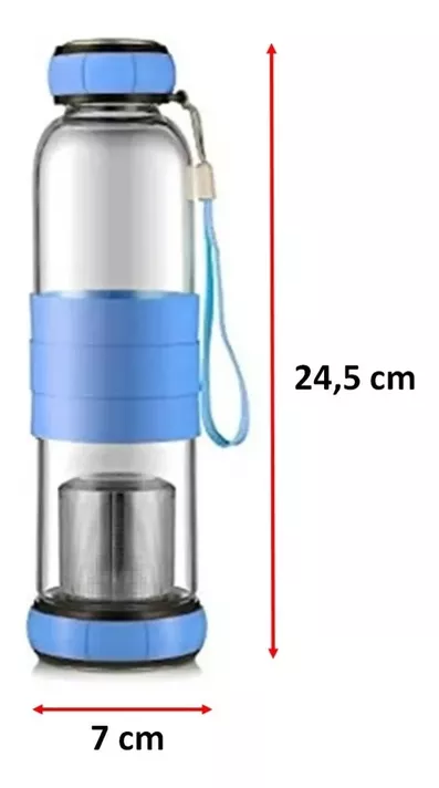 Infusor De Te Botella Vidrio 500 ml Azul-1