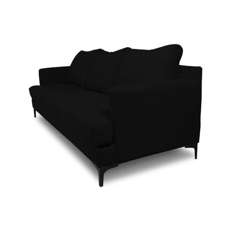 Sofá Aldara Chenille Tipo Lino Negro 3 Cuerpos-1