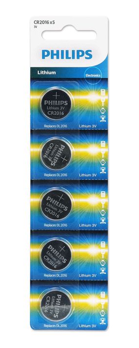 5 Pilas Philips Lithium CR2016 3V -1