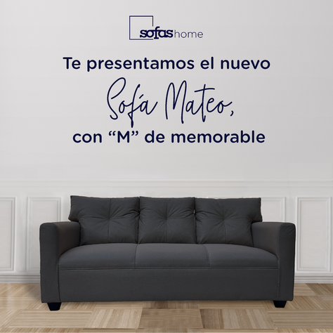 Sofá Mateo Chenille Grafito Pata Plastica 3C-1