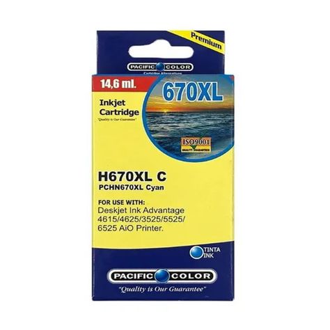 Tinta Cartucho Compatible 670XL Cyan Pacific Color-0