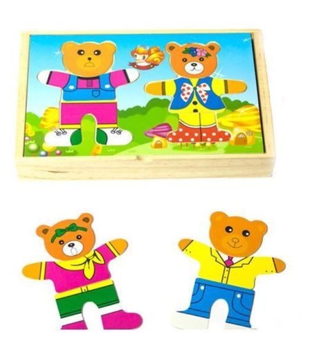 Oso Doble Juguete Madera-0