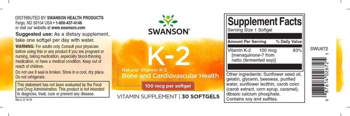 Vitamina K2 - 100 mcg/30 capsulas-1