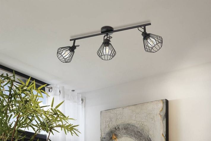 FOCO SOBREPUESTO TABILLANO ACERO NEGRO E27 3X40W COD.98764-1