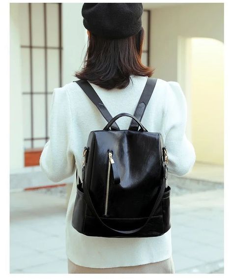 Mochila Cartera Antirrobo Cuero Pu Moda Elegante-2