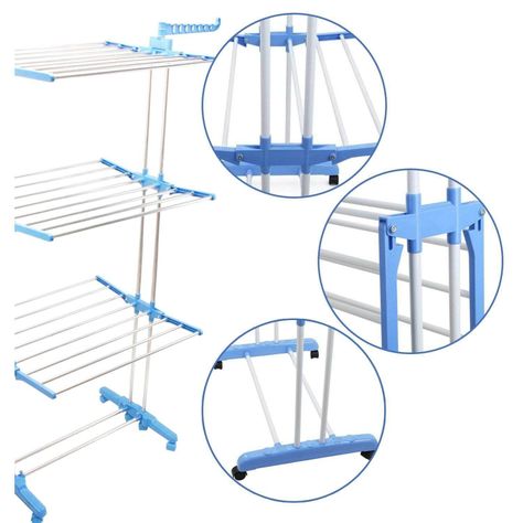 TENDEDERO ORGANIZADOR COLGADOR DE ROPA PLEGABLE DE 3 NIVELES-2