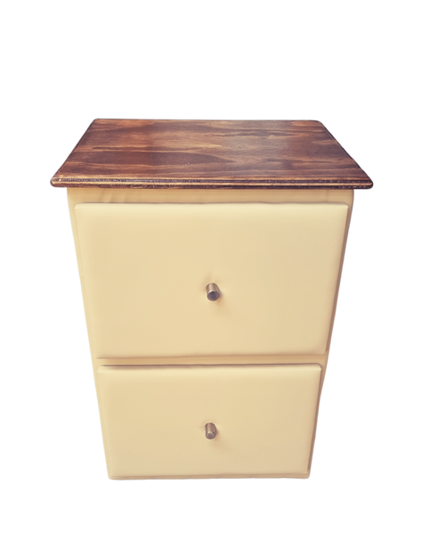 Velador Doble cajon Beige Eco Cuero Muebles Rimar-0