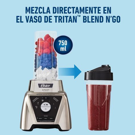 Licuadora Xpert Series™ niquelada con control de textura y un Blend N Go BLST3BCPG-5