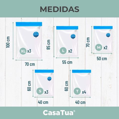 Pack Bolsas Al Vacio CasaTua Compresion Ropa Varios Tamaños-5