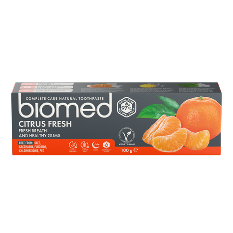 pasta dental natural BIOMED Citrus Fresh 100g, para toda la familia-0
