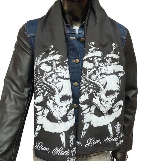 Pañuelo Negro Estampado Calavera Esp-0