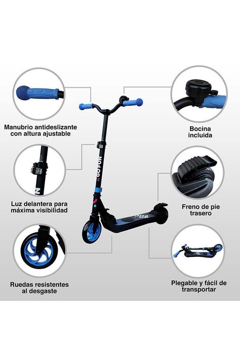 Scooter Eléctrico Plegable 10 Km/h Go Fun Azul-3