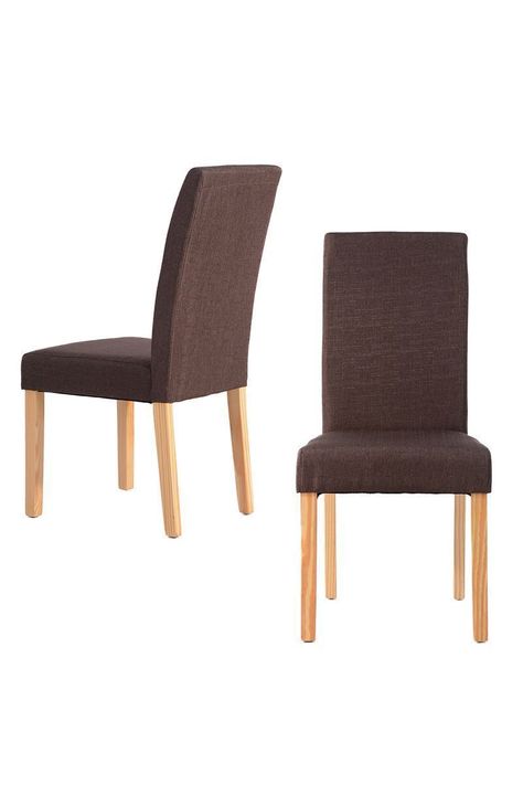 Silla de Comedor Acolchada con Tapiz de Tela Café-3