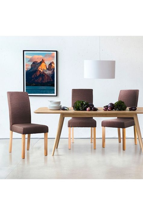 Silla de Comedor Acolchada con Tapiz de Tela Café-1