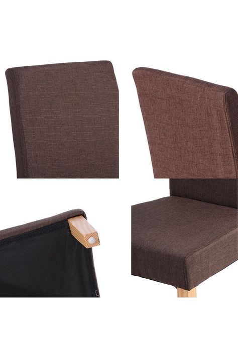 Silla de Comedor Acolchada con Tapiz de Tela Café-4