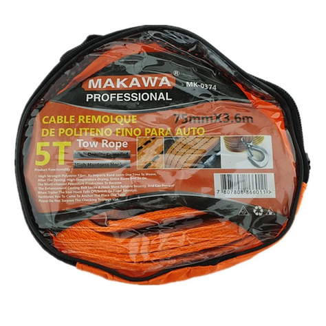 Cable Remolque Para Auto 5 Toneladas 75mm X 3.6m Makawa-0