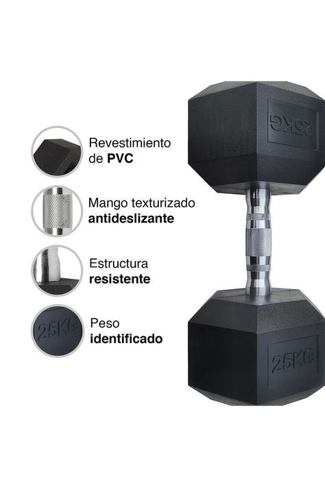 Mancuerna Hexagonal 25 Kg Negro-3