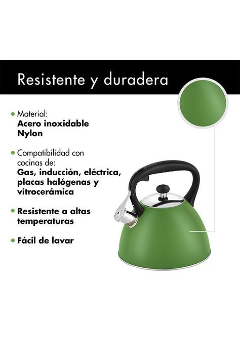 Tetera Acero Inoxidable 3 Litros Verde-3