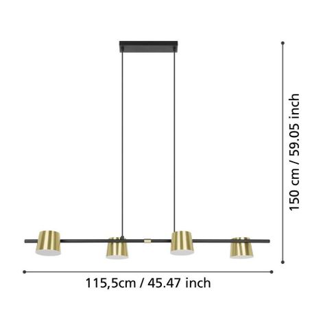 LAMPARA DE COLGAR ALTAMIRA ACERO NEGRO GU10 4X4,6W IP20 COD.39985-1