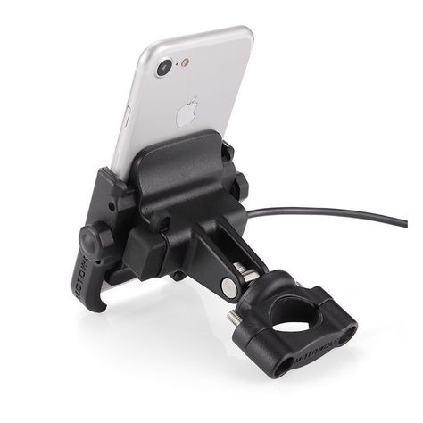 Soporte de Aluminio para celular mas cargador USB Motowolf 2805-0