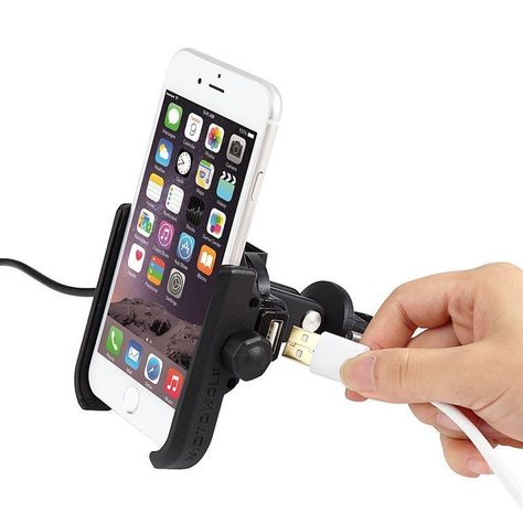 Soporte de Aluminio para celular mas cargador USB Motowolf 2805-4