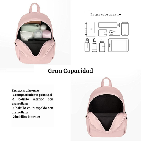 ECOSUSI Mini mochila con lazo Rosado-4