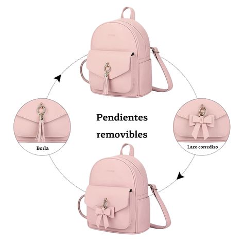 ECOSUSI Mini mochila con lazo Rosado-1