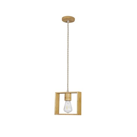 Lámpara Colgante de Madera Decorativa Cuadrada E-27-0