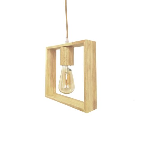 Lámpara Colgante de Madera Decorativa Cuadrada E-27-2