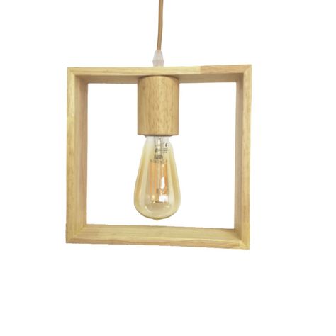 Lámpara Colgante de Madera Decorativa Cuadrada E-27-3