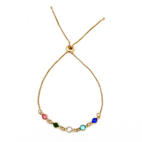 Pulsera 5 Circones Colores Enchapada Oro 18K Ajustable-1