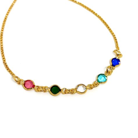 Pulsera 5 Circones Colores Enchapada Oro 18K Ajustable-2