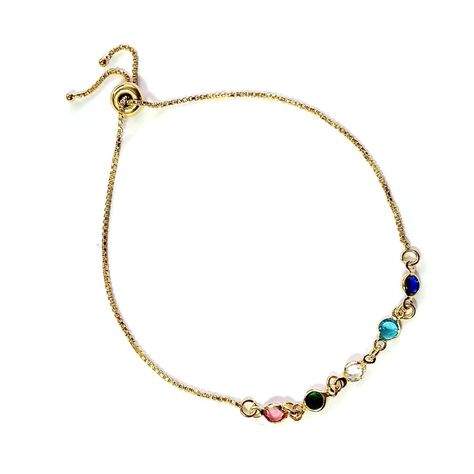 Pulsera 5 Circones Colores Enchapada Oro 18K Ajustable-0