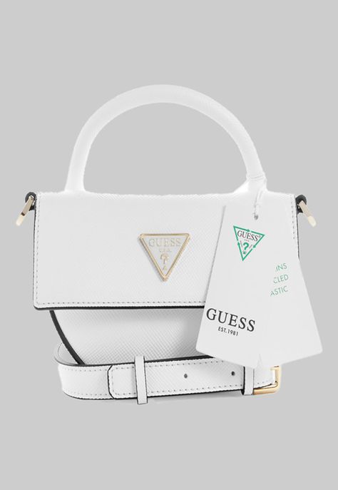 Mini Cartera Guess Eco Ivy Mini Top Handle Flap Whi Blanco-0
