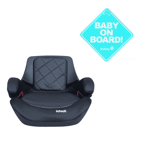 Silla Auto Alzador Go Isofix Black Stone y letrero-0