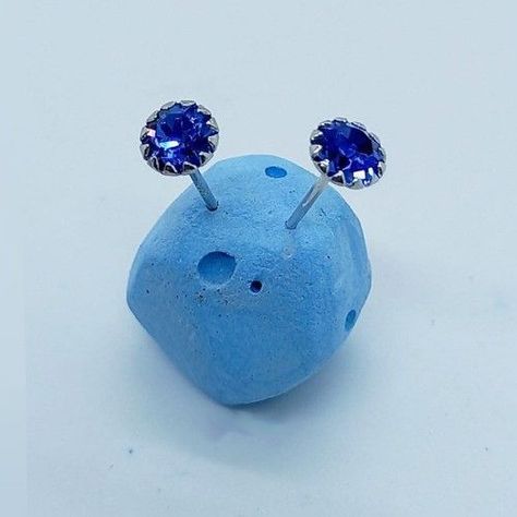 Pendientes Azul oscuro puntos De luz 5mm Plata fina ley S925-5