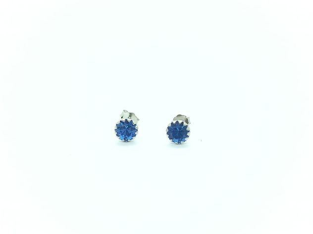 Pendientes Azul oscuro puntos De luz 5mm Plata fina ley S925-4