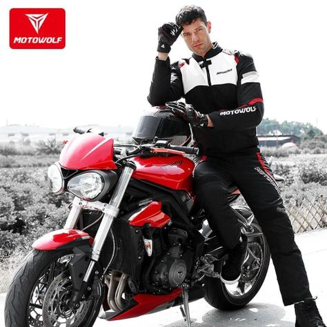 Chaqueta para motociclismo Oxford 610D Motowolf 0509 - Rojo-1