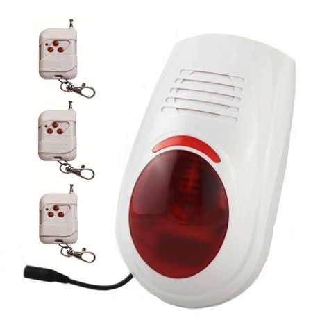 Alarma Comunitaria 120 Db Luz Roja + Bateria + 3 Controles-0