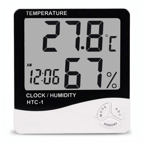 Medidor Para Temperatura y Humedad HTC-1 Incluye Reloj Alarma-0