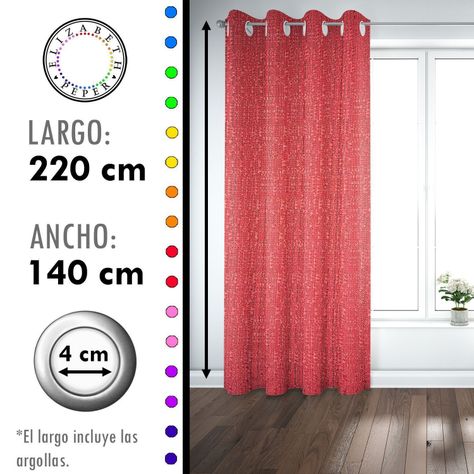 SET DE CORTINAS HOGAR 2 PAÑOS DE 140 X 220 CM ROJO-2