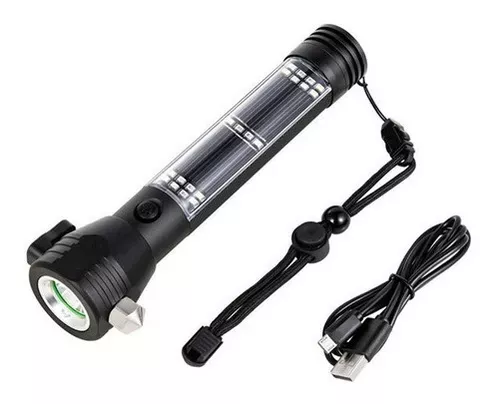 Linterna Led Recargable Solar T09 Rompe Vidrios -3