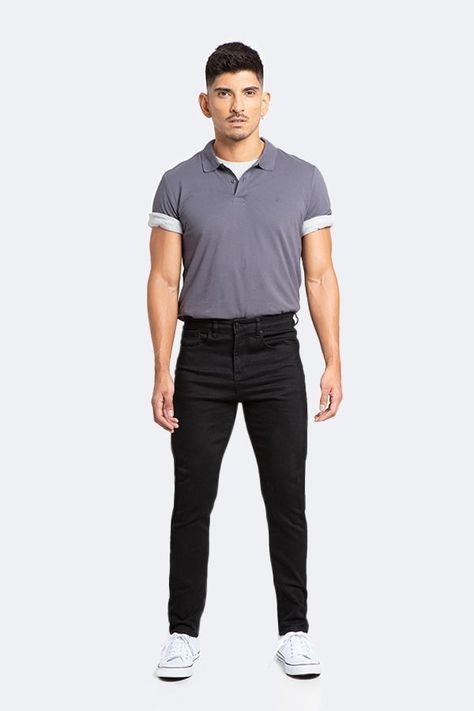 Jeans Hombre Skinny Negro Oscuro-1