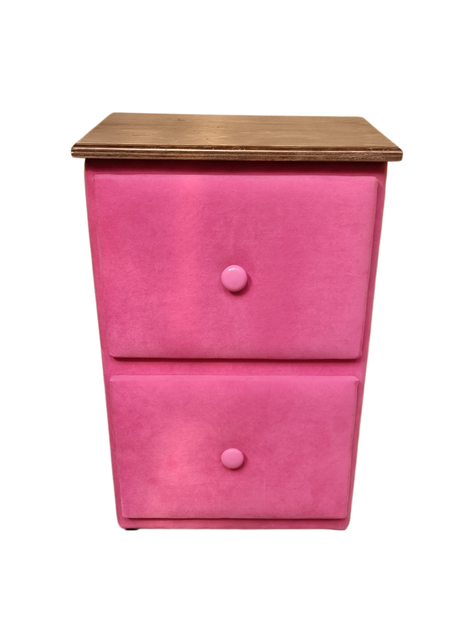 Velador Doble Cajón Rosado Felpa -0