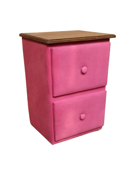 Velador Doble Cajón Rosado Felpa -1