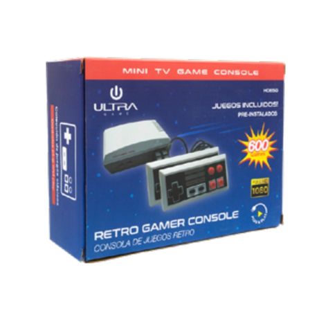 Mini Consola Retro 600 Juegos Incluidos 2 Controles Conexion HDMI Gris Ultra-1