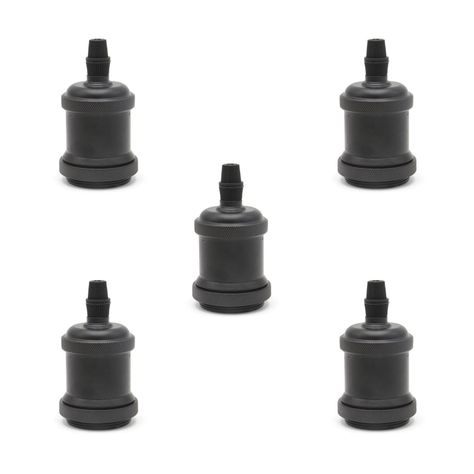 Pack 5 Soquetes E-27 Retro Negro Vintage-0