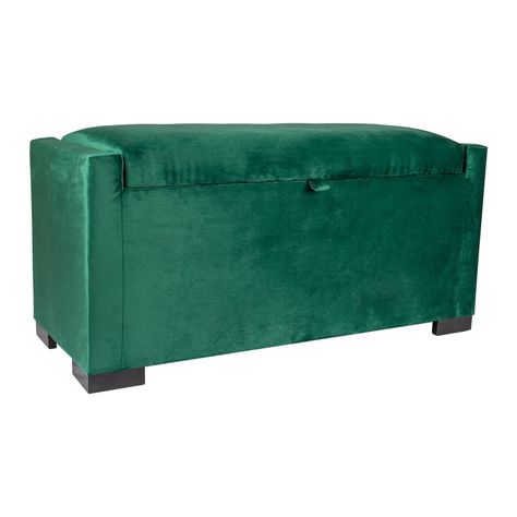 Banqueta con Baúl Leyzy Verde-Botella Felpa con Baúl 40X55X105 cm-1