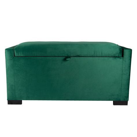 Banqueta con Baúl Leyzy Verde-Botella Felpa con Baúl 40X55X105 cm-0